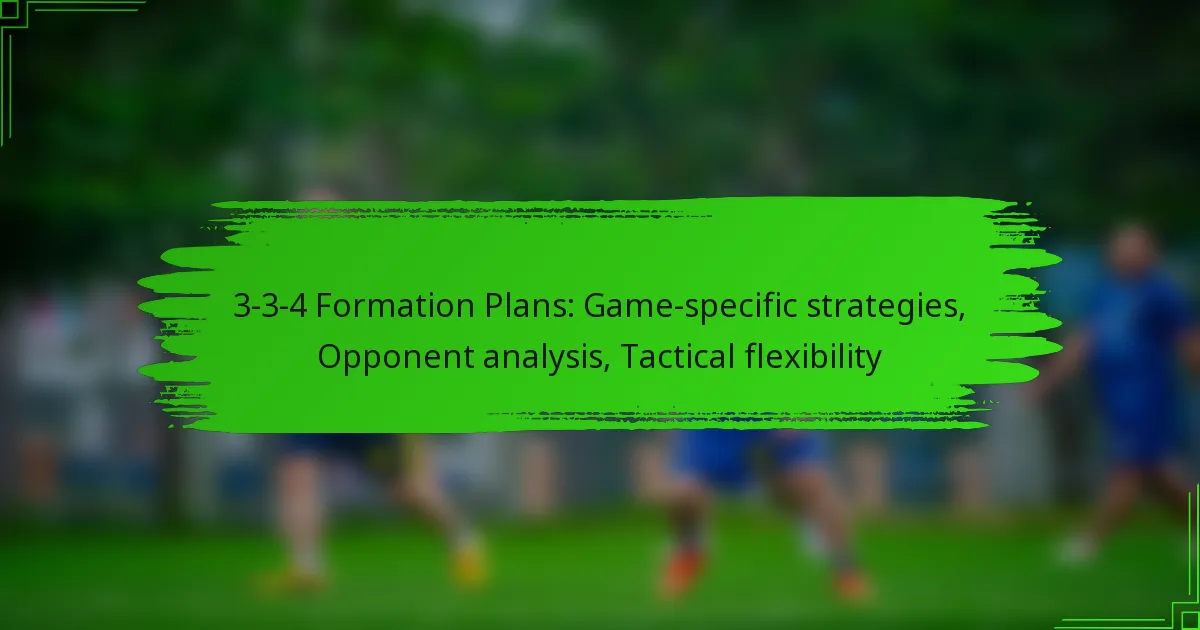 3-3-4 Formation Plans: Game-specific strategies, Opponent analysis, Tactical flexibility
